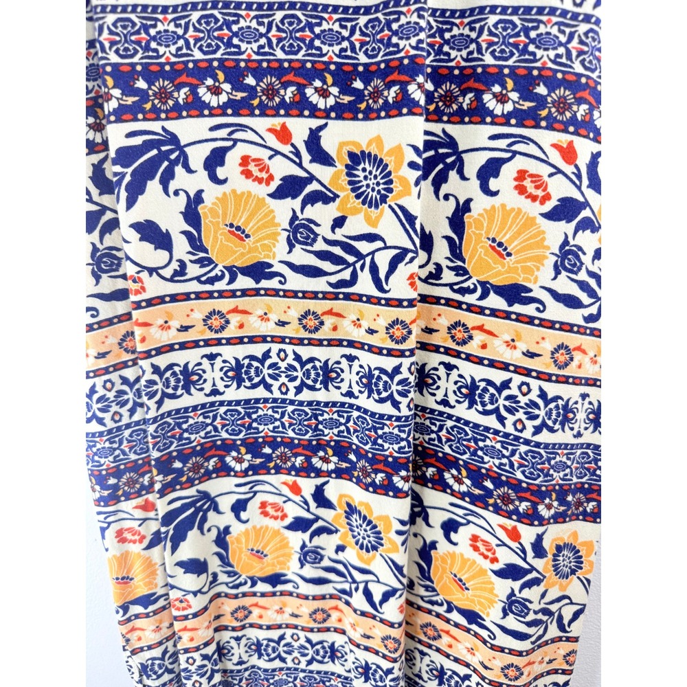 Forever 21 Women's Blue Orange Floral Boho Maxi Dress Strappy Racerback Sz S - Picture 12 of 12